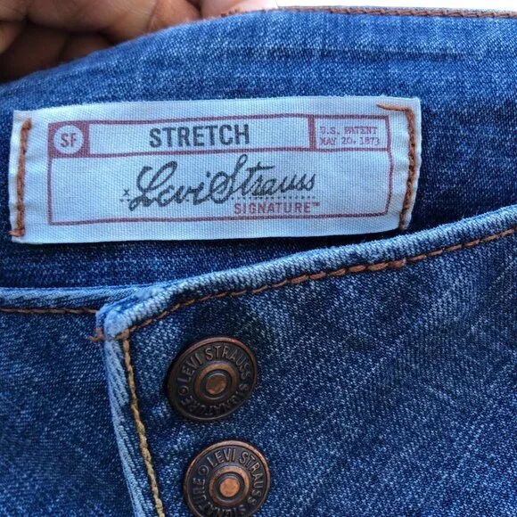 Levis Jeans Blue Stretch Low Rise Waistband Y2K Flare No Back Pockets Womens 8 - Picture 3 of 9